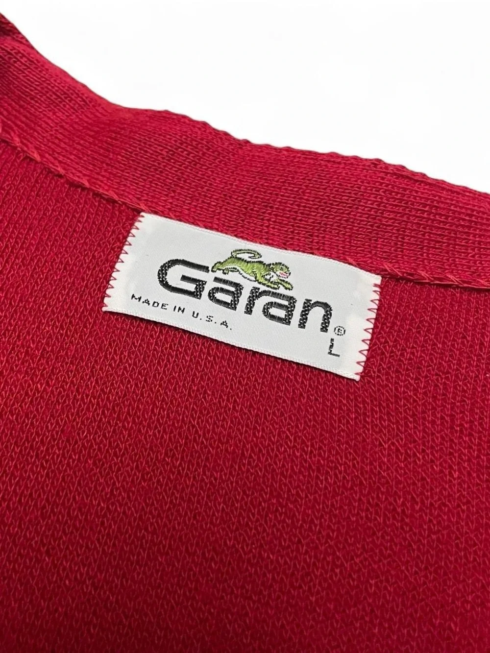Vintage 70s-80s Garan Men’s Red Retro Knit Izod Lacoste Cardigan USA L Preppy